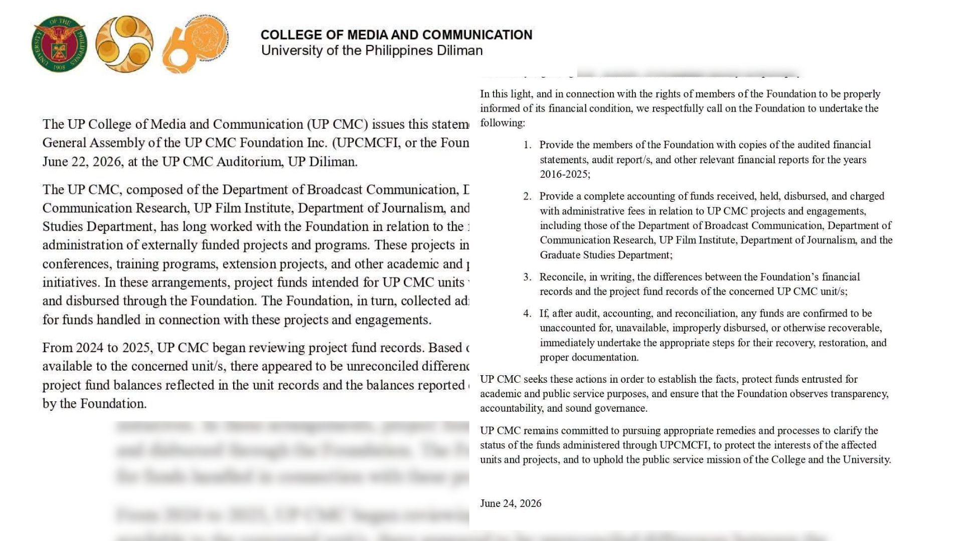UP CMC Demands Answers On Missing PHP4.4 Million